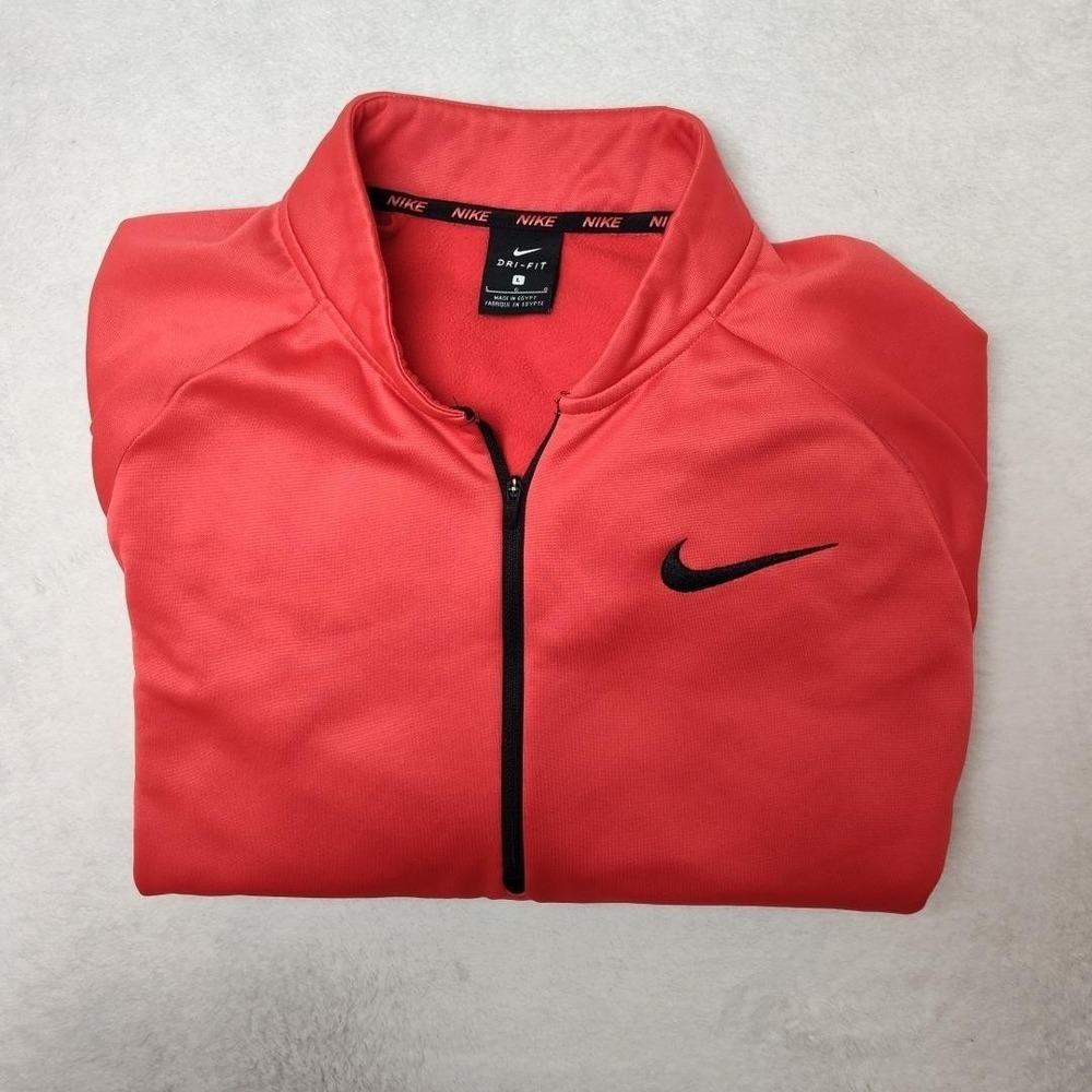 Nike Sweatshirt Mens Large Sunday Red Golf 1/4 Zip Pullover Mock Neck 800185